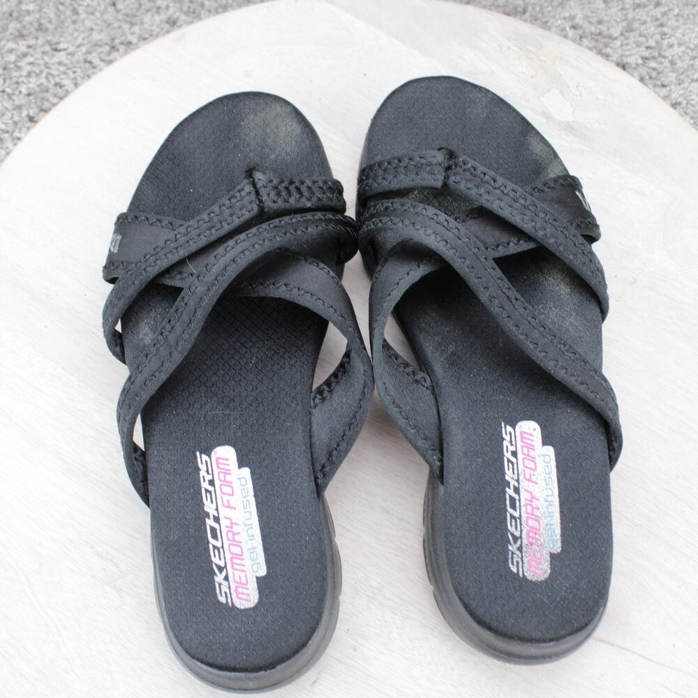 Skechers Reggae Slim Black Strappy Memory Foam Sandals Womens 7 - Picture 5 of 7